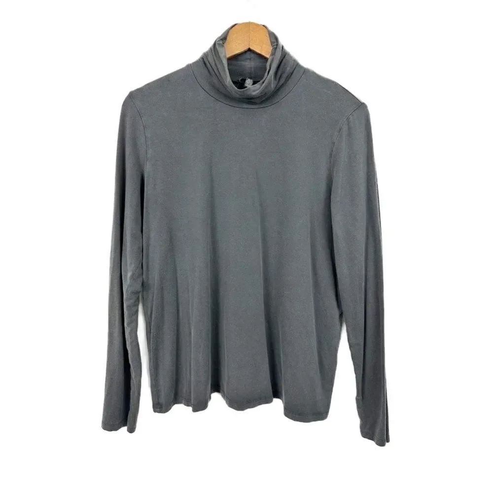 Eileen Fisher Long Sleeve Turtleneck Tencel Top Gray Size Large